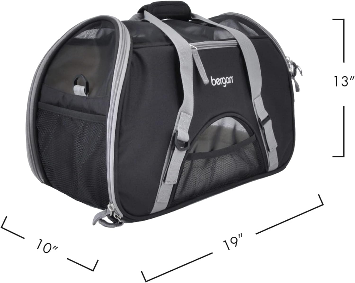 Bergan Pet Comfort Carrier Large Black / Gray 19″ x 10″ x 13″