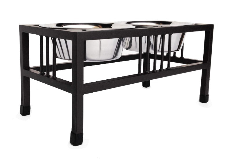 Baron Double Raised Dog Bowl - Extra Large/Black