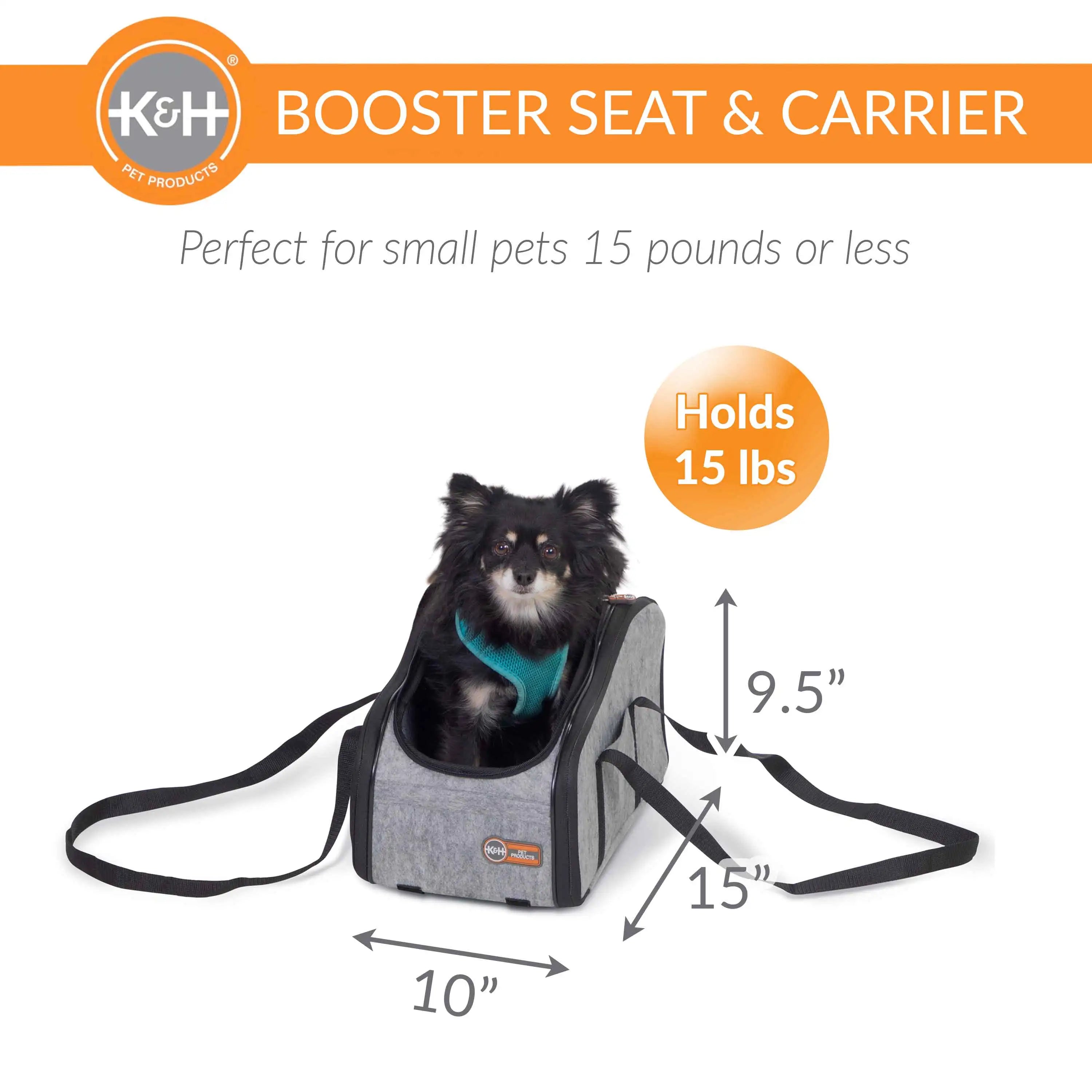 K&H Pet Products Portable Pet Console Booster Dog Car Seat Gray 10″ x 15″ x 9.5″ – KH100550270