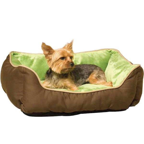 K&H Pet Products Lounge Sleeper Self-Warming Pet Bed Mocha / Green 16″ x 20″ x 6″