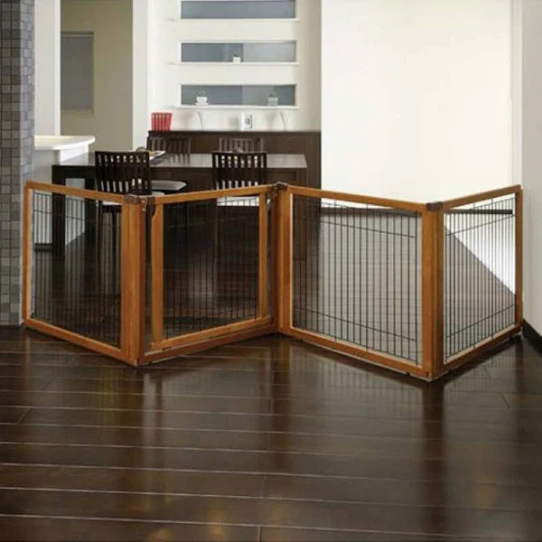 Richell Convertible Elite Pet Gate High 4-Panel - Brown