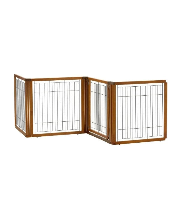 Richell Convertible Elite Pet Gate High 4-Panel - Brown