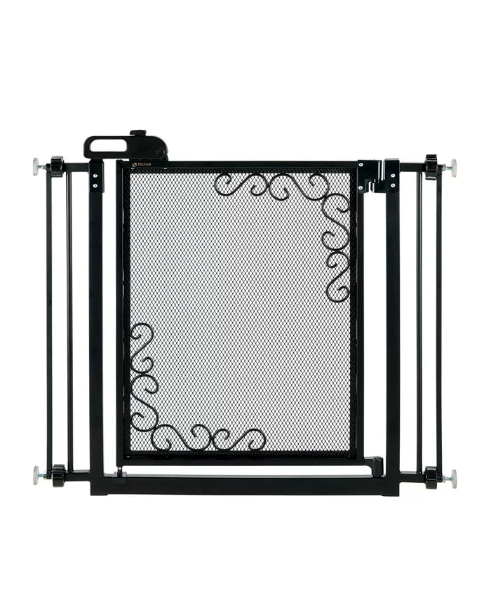 One-Touch Metal Mesh Pet Gate in Black