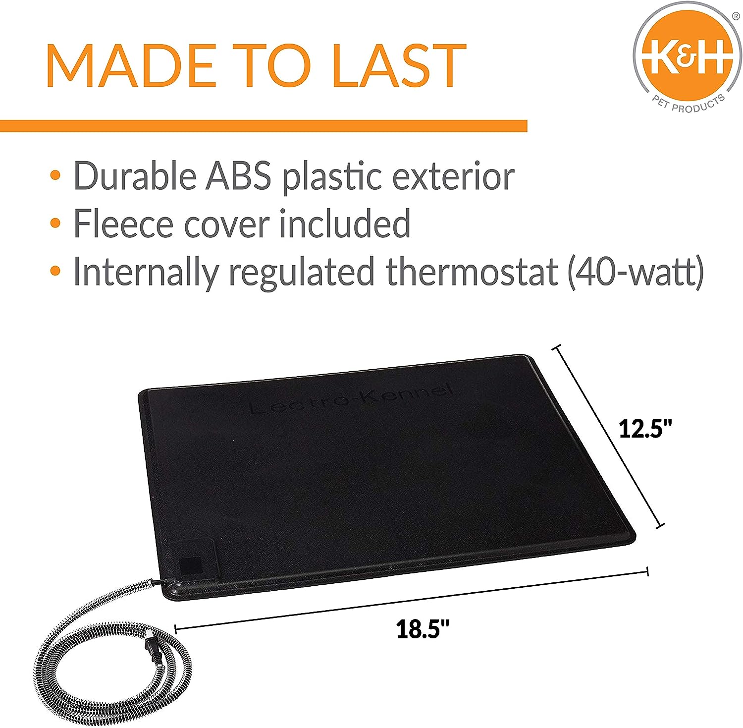 K&H Pet Products Lectro-Kennel Heated Pad Small Black 12.5″ x 18.5″ x 0.5″