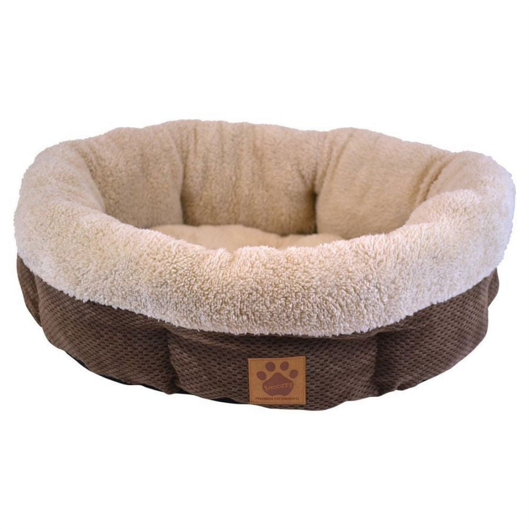 Precision Pet Natural Surroundings Shearling Dog Donut Bed - Coffee - 21" Diameter x 5" High